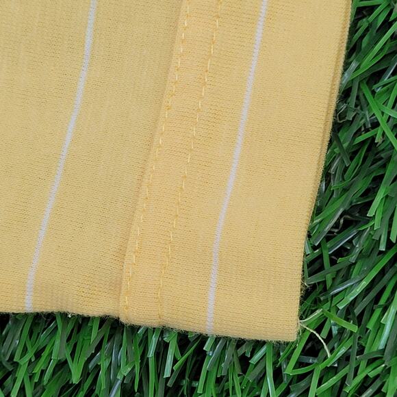 Vintage 90s MOD Striped Polo Shirt XL 22x28 Yellow White - Picture 9 of 12
